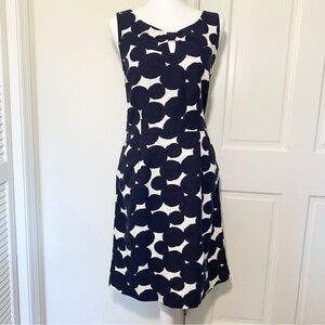 ANN TAYLOR LOFT Cotton Sleeveless Keyhole Black White Dress Women 8 Office Work